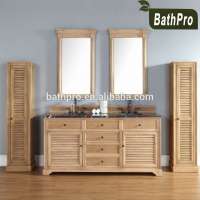 Classic Style classic bathroom furniture oak wood double basin solid wood cabinets