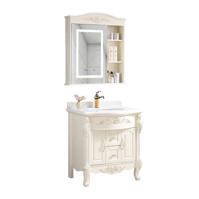 Classic PVC vanity bathroom led cabinet with mirror