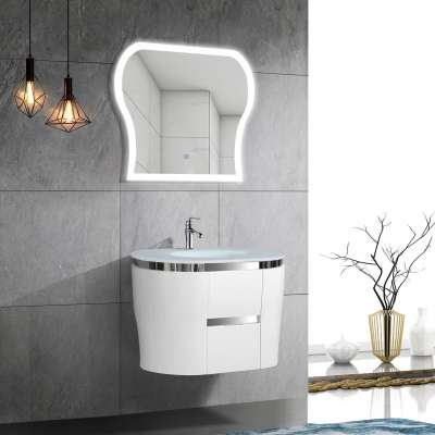 Simple white wall cabinet waterpoof bathroom cabinet with LED mirror