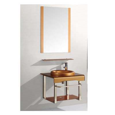 Glod Glass Basin With Stainless Steel Bracket+Shelf