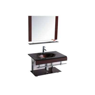 New design Modern wall mount glass vanity wash basin set